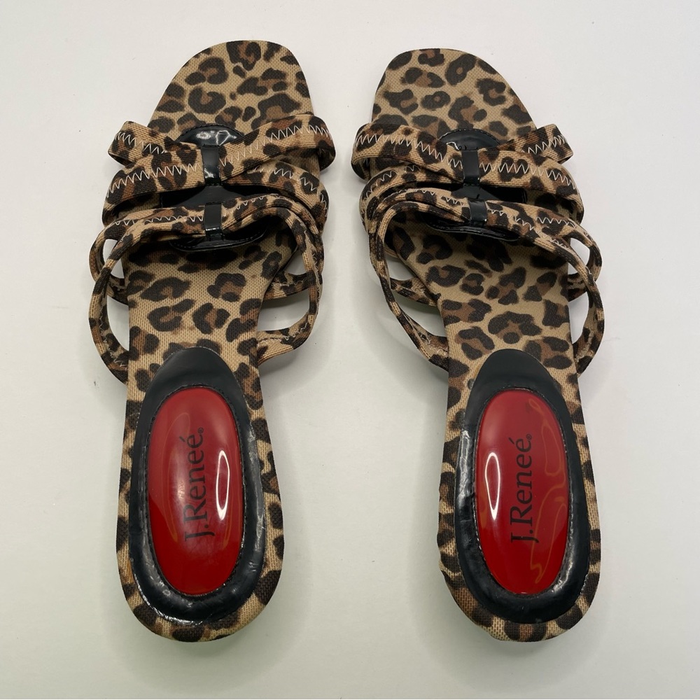 J. Renee’ Ridge Leopard Print Slip On Sandals Sz 8M